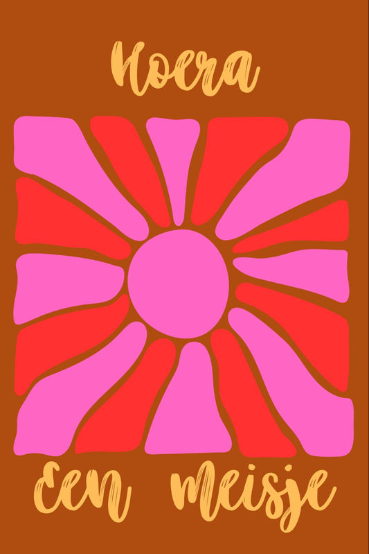 hoera een meisje klein cadeaukaartje