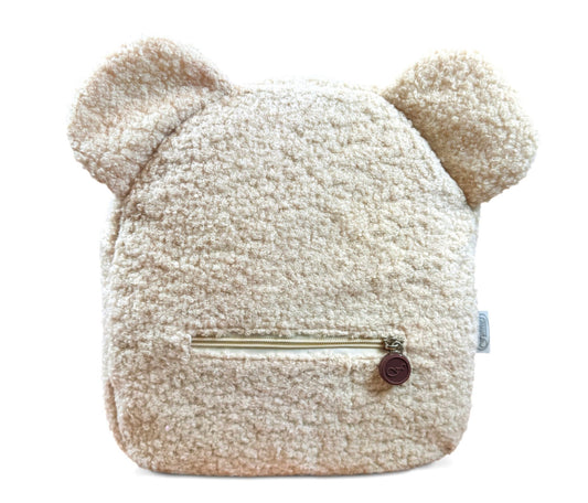 Witte teddy rugtas voor kinderen met rits