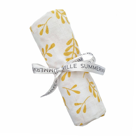Biologische mousseline hydrofiel Floral Sun Yellow