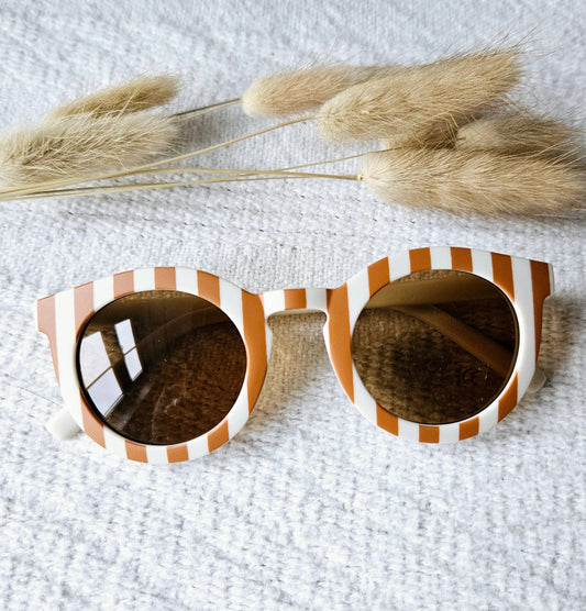 Zonnebril gestreept beige-camel