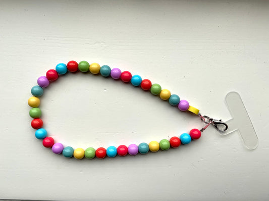 Gekleurde kralen telefoonkoord gekleurd