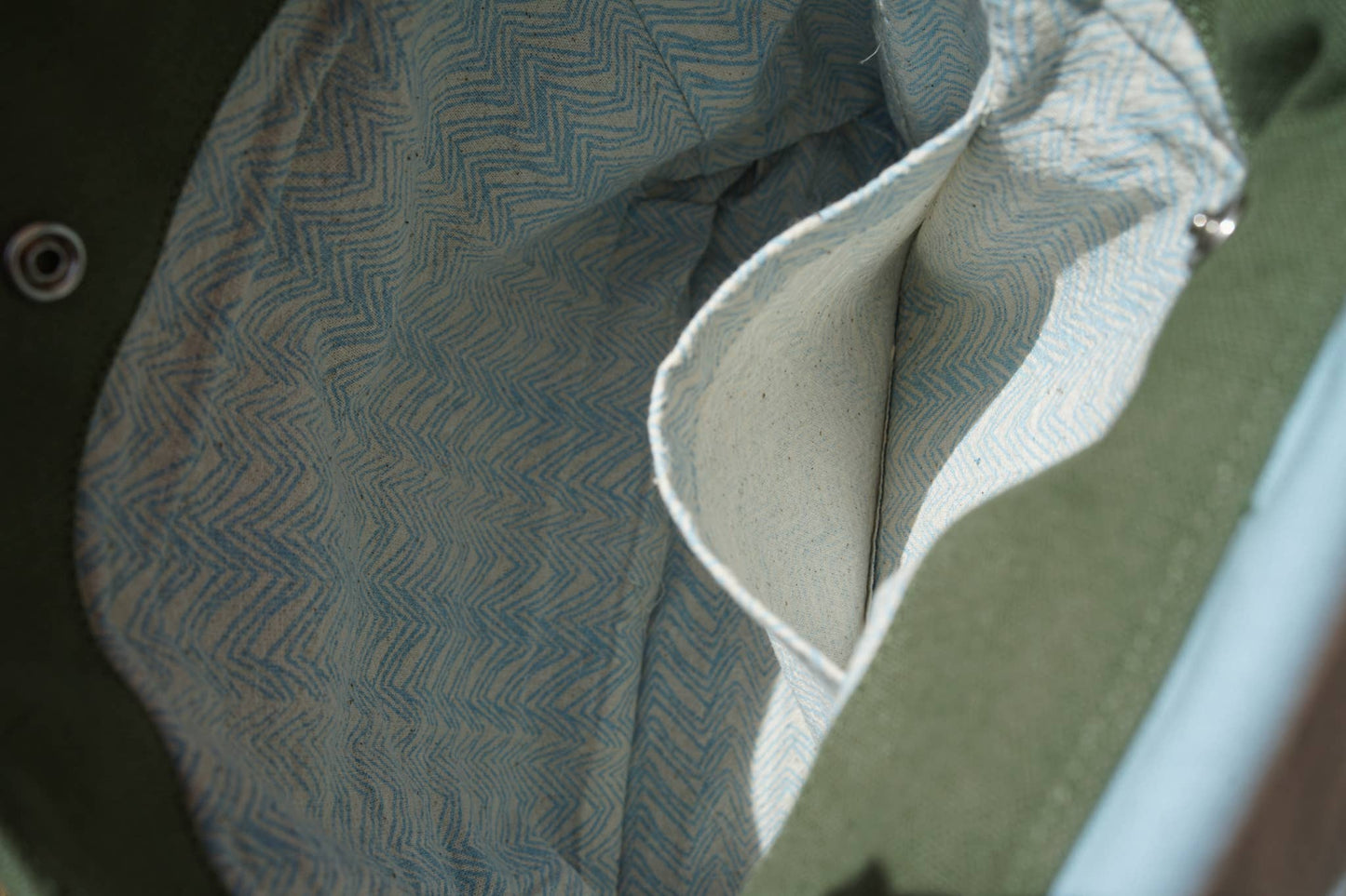 Kinderrugzak blauw groen print binnenkant school crèche 